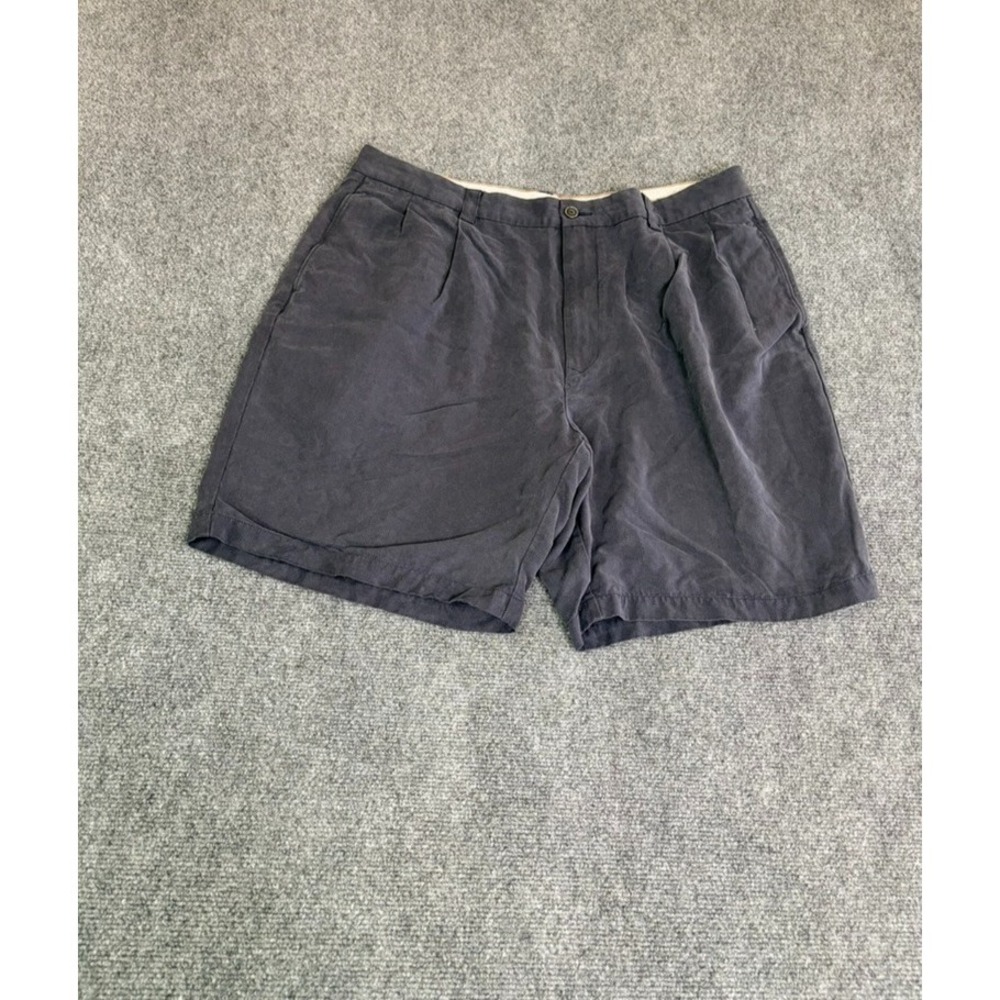 Tommy Bahama Mens Gray Silk Blend Chino Shorts Pleated Inseam 8" Size 38